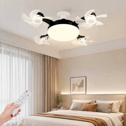E27 Remote Control Ceiling Fan with Light - Silent LED Drone Fan with Foldable Blades for Bedroom and Kitchen, 3/4/5 Blade Options