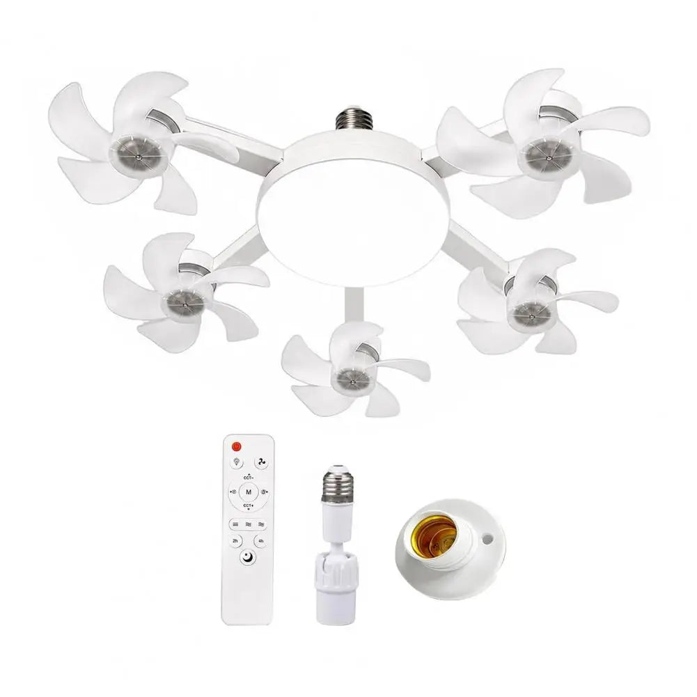 E27 Remote Control Ceiling Fan with Light - Silent LED Drone Fan with Foldable Blades for Bedroom and Kitchen, 3/4/5 Blade Options
