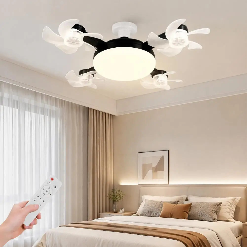 E27 Remote Control Ceiling Fan with Light - Silent LED Drone Fan with Foldable Blades for Bedroom and Kitchen, 3/4/5 Blade Options