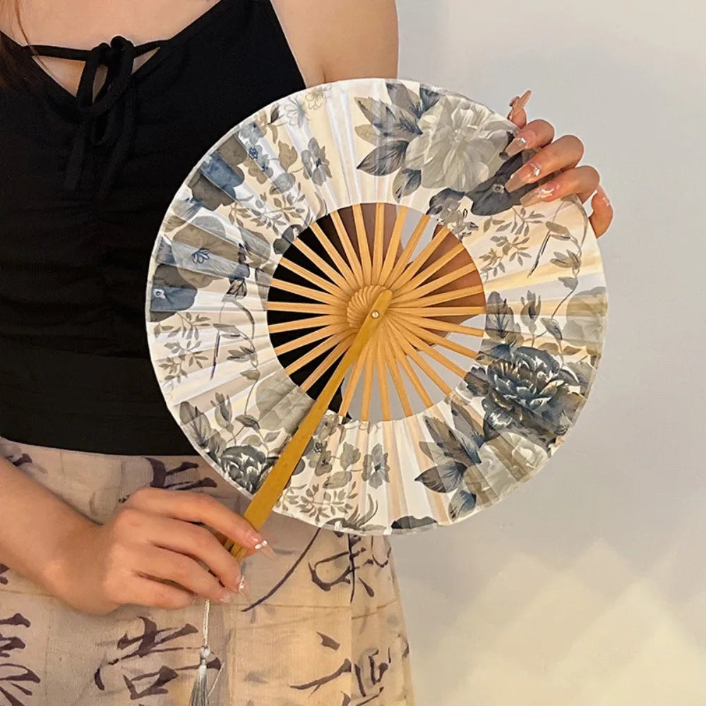Elegant Portable Bamboo Folding Fan - Perfect Handheld Accessory for Dance and Home Décor