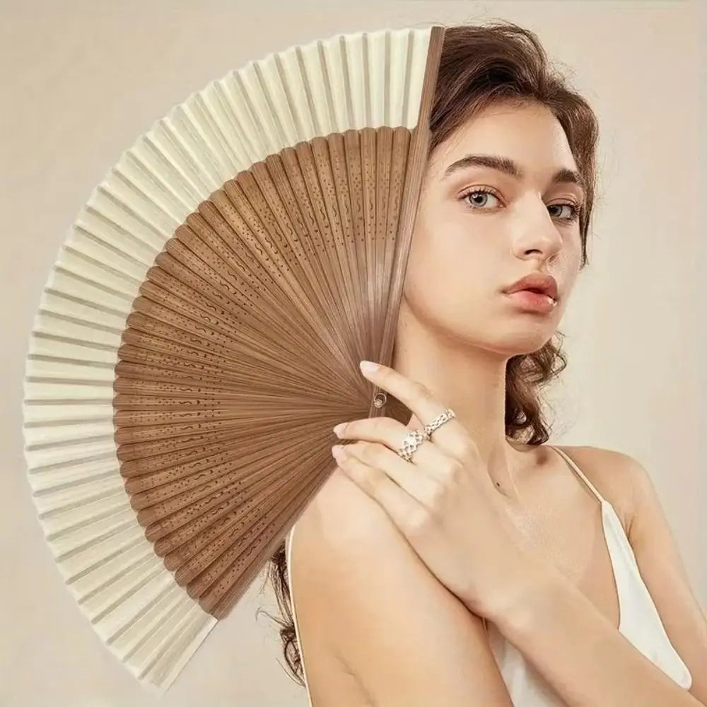 Elegant Portable Bamboo Folding Fan - Perfect Handheld Accessory for Dance and Home Décor