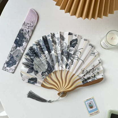 Elegant Portable Bamboo Folding Fan - Perfect Handheld Accessory for Dance and Home Décor