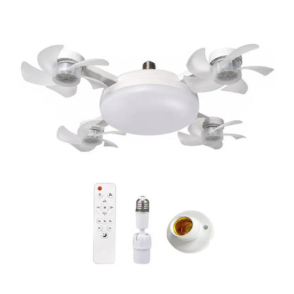 E27 Remote Control Ceiling Fan with Light - Silent LED Drone Fan with Foldable Blades for Bedroom and Kitchen, 3/4/5 Blade Options