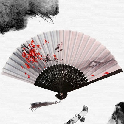 Elegant Portable Bamboo Folding Fan - Perfect Handheld Accessory for Dance and Home Décor