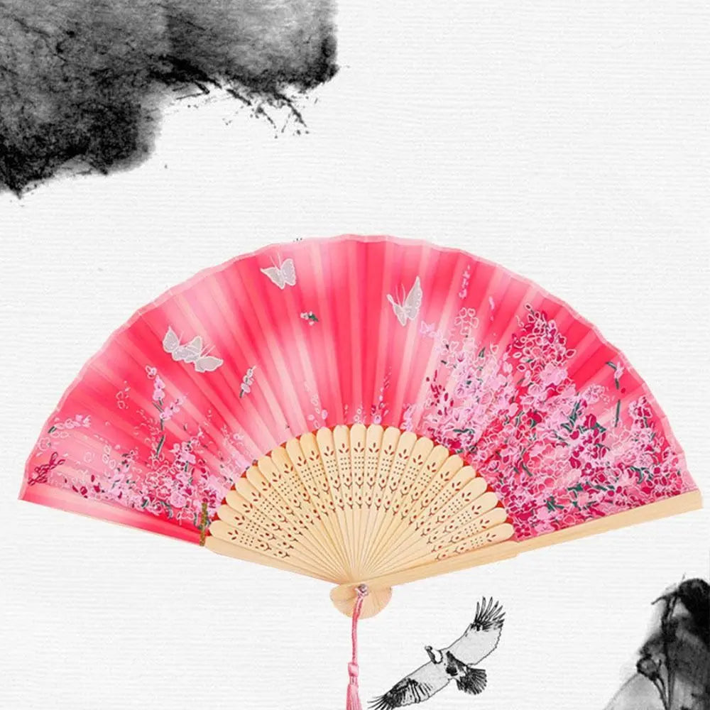 Elegant Portable Bamboo Folding Fan - Perfect Handheld Accessory for Dance and Home Décor