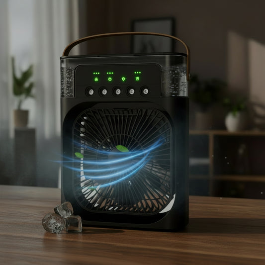 Personal Air Cooler, Portable Air Conditioner Fan, Mini Evaporative Cooler with 7 Colors LED Light, 1/2/3 H Timer, 3 Wind Speeds and 3 Spray Modes for Your Desk, Nightstand, or Coffee Table