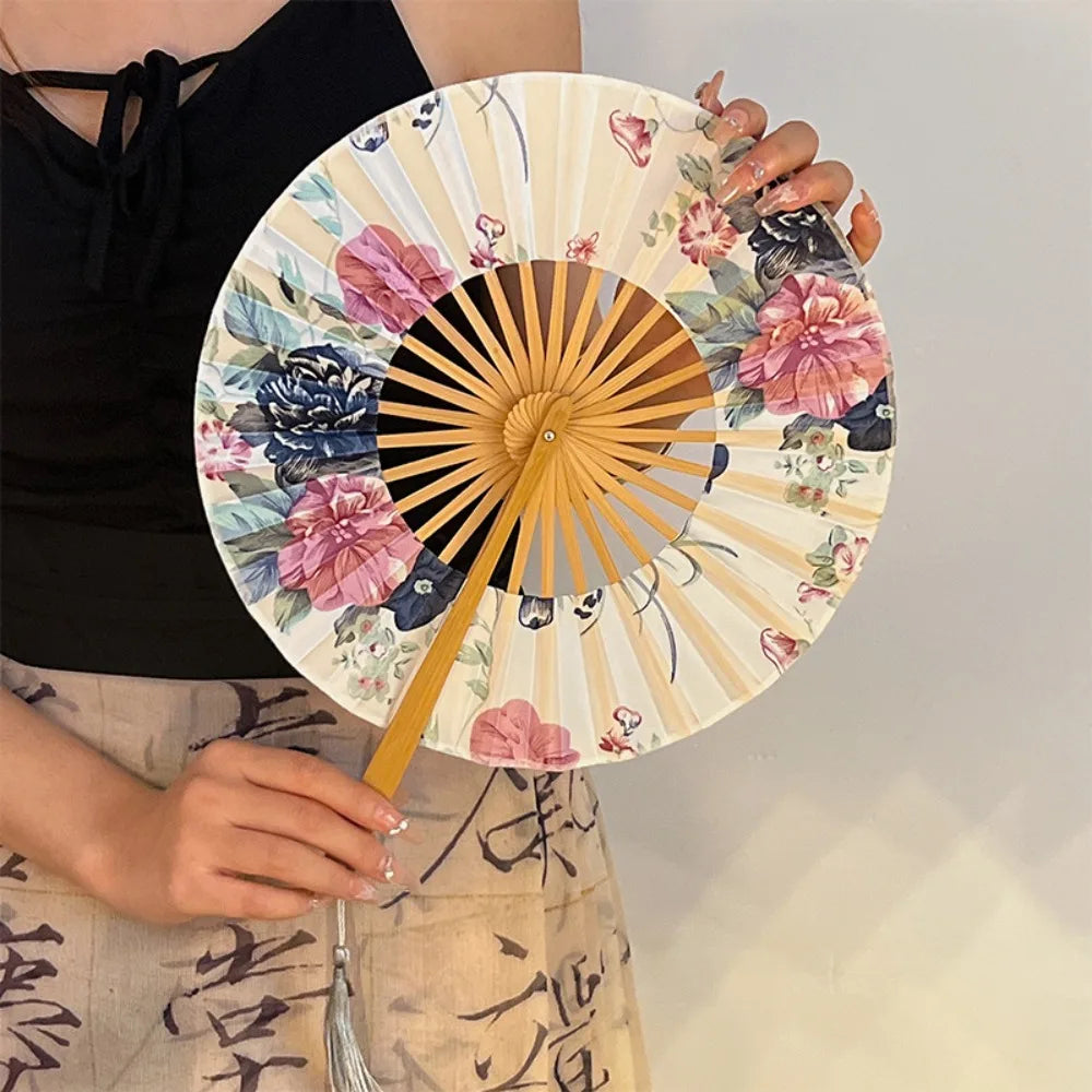 Elegant Portable Bamboo Folding Fan - Perfect Handheld Accessory for Dance and Home Décor