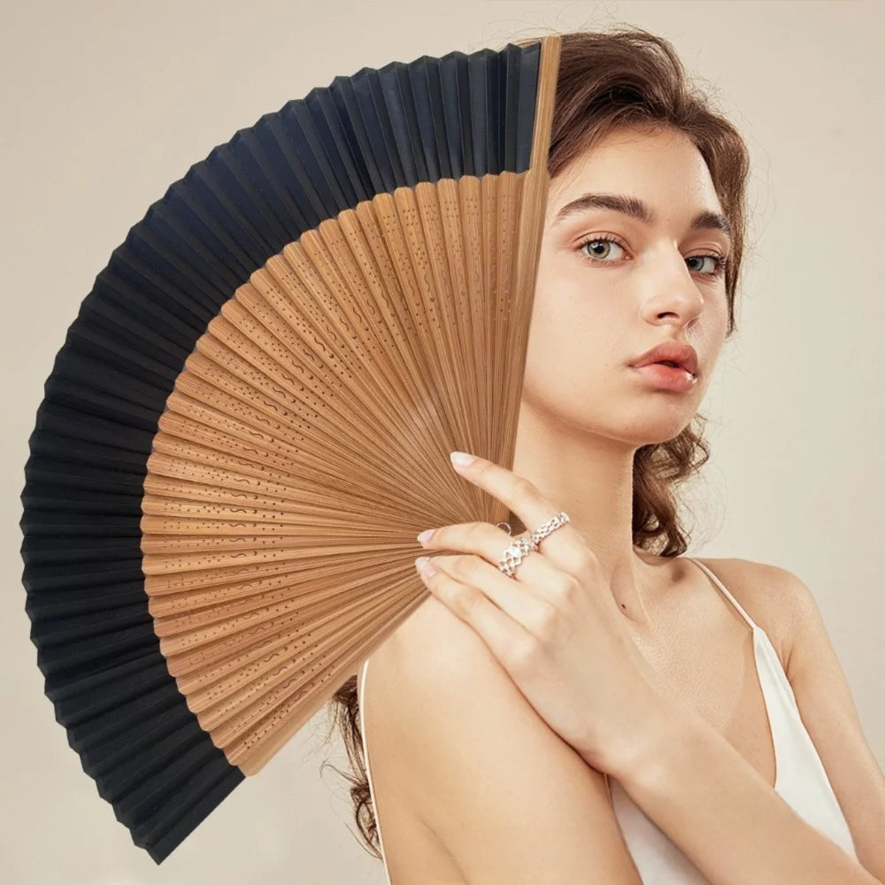 Elegant Portable Bamboo Folding Fan - Perfect Handheld Accessory for Dance and Home Décor