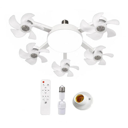 E27 Remote Control Ceiling Fan with Light - Silent LED Drone Fan with Foldable Blades for Bedroom and Kitchen, 3/4/5 Blade Options