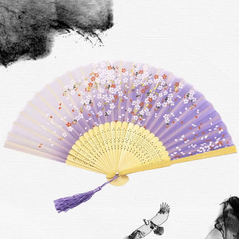 Elegant Portable Bamboo Folding Fan - Perfect Handheld Accessory for Dance and Home Décor