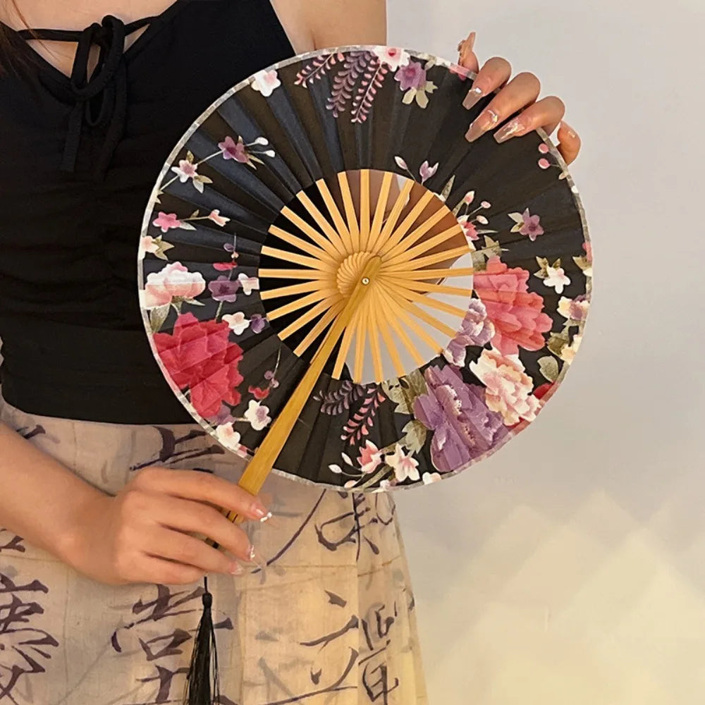 Elegant Portable Bamboo Folding Fan - Perfect Handheld Accessory for Dance and Home Décor