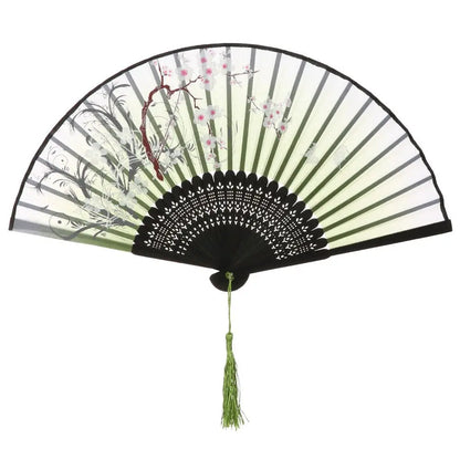Elegant Portable Bamboo Folding Fan - Perfect Handheld Accessory for Dance and Home Décor