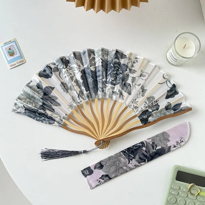 Elegant Portable Bamboo Folding Fan - Perfect Handheld Accessory for Dance and Home Décor
